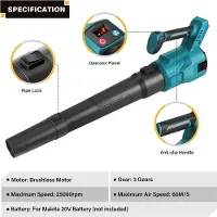 StarTech.com Akku-Laubbläser - Elektrisches Turbogebläse - Bürstenloser Motor - 3 Stufen 25.000 U/min - Luftgeschwindigkeit 60 m/s - Für 20 V Akku ohne Akku