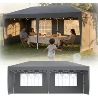 XINZI Faltpavillon 3x6 Gartenpavillon, Höhenverstellbar Stabil, UV-Schutz, Wasserdicht für Outdoor Garten Party Hochzeit, Silbergrau