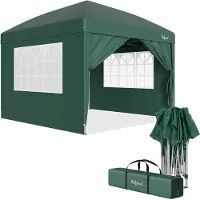 Zelsius Faltbarer Pavillon 3x3 m mit Seitenwänden, Grün, Faltpavillon UV30, Gartenzelt faltbar