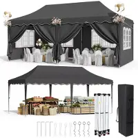 StarTech.com Faltpavillon - Pop Up Partyzelt - 3x6 m - 420D Oxford Polyurethanbeschichtet - Wasserdicht, UV-Schutz 50+ - Stahlgestell - 6 Seitenteile - Höhenverstellbar - Gelb