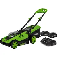 Vito 40V Akku-Rasenmäher EGO LI + 2 Akkus 2.0Ah + Doppelladegerät Brushless-Motor Schnitt 40 Cm