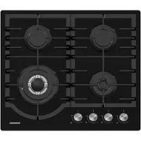 Heinner HBH-M447IWFGBK, Schwarz, Integriert, 59 cm, Gaskochfeld, Glas, 4 Zone(n)