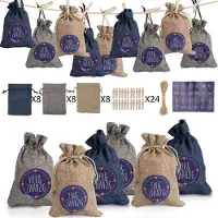 Jiubiaz Adventskalender zum Befüllen Weihnachten Säckchen Decor 24 Stoffbeutel(3 Farben)
