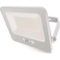 Emos LED Aluminium-Strahler GLARO 50W, IP65 Wasserdicht für Feuchtraum/Außen, superhell 5000lm, Neutralweiß 4000K, 20cm Gummi-Kabel, Weiß, ZS2244W