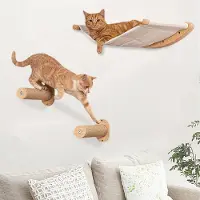 Supfine Katzen Kletterwand Set 3-teilig mit 2 Kratzstämmen 1 Plattformen für Innenräume