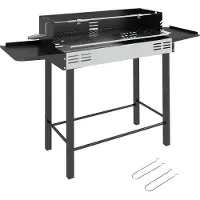 Outsunny Holzkohlegrill Campinggrill und Rotisserie-Kit klappbar Schwarz