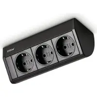 Schulte elektrotechnik EVOline Dock Aluminium SCHWARZ mit 3 x VDE Steckdosen / Steckdoseneinheit / Steckdosen