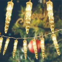 Peviasot 40 LED Eisregen Lichterkette, LED Eiszapfen Lichtervorhang, Gartenleuchten Weihnachten Warmweiß