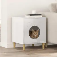 vidaXL "Schlussverkauf" Katzenhaus moderne - Max. Gewicht: 60 kg - Glänzend Weiß 42,5x40x53 cm Holzwerkstoff C15713