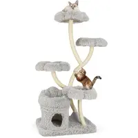 Costway Kratzbaum 165cm, Katzenbaum Katzenmöbel mit 4 warmen Liegeflächen & Katzenhöhle & Sisalstämmen, Kletterbaum Katzenturm für Katzen Grau