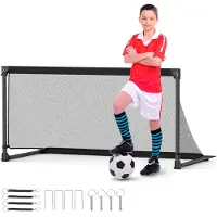 Costway 150 x 71 x 76 cm Fußballtor, Fussballtor mit Metallrahmen, PE-Netz & 4 U-förmige Erdspieße, einfache Montage, Outdoor-Trainingsausrüstung