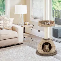 Northix Klein Katzenbaum mit Höhle & Natürlichem Sisal & Handgefertigter Korb φ 48 x 70,5 cm
