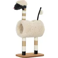 Fortuna Lai Katzenbaum im Schaf-Design, mit Kratzpfosten, Tunnel und Spielzeug, 98 cm, Hellbraun
