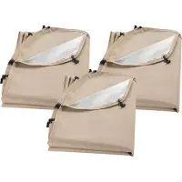 SucceBuy Seitenwand für 4500x4250 mm Gartenzelt oder Pavillon, Sonnenschutz aus silberbeschichtetem 300D Oxford-Gewebe, 3er-Set (ohne Zelt), ideal für Outdoor-Aktivitäten, Beige