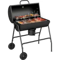 Outsunny Holzkohlegrill aus Metall BBQ Smoker mit Deckel Thermometer Räder