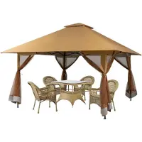 StarTech.com Gartenpavillon - Pop-up Faltpavillon - 4 x 4 m - Höhenverstellbar - Seitenwände mit Moskitonetz - UV-Schutz 50+ - Stahlgestell - 201T Polyester - Braun