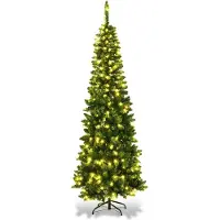 StarTech.com Künstlicher Weihnachtsbaum - Schlanke Pencil-Form - 200 cm - Warmweiße LED-Lichter - Klappbares Design - Metallständer