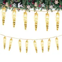 Peviasot 5M 40 LED Eiszapfen Lichtervorhang Warmweiß Lichterkette 8 Lichtmodi Weihnachten Deko