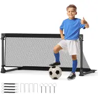 Costway 100 x 50 x 47 cm Fußballtor, Fussballtor mit stabilem Metallrahmen, PE-Netz & 4 U-förmige Erdspieße, Montage, Outdoor-Trainingsausrüstung