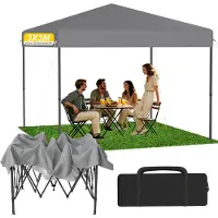 UISEBRT Silber 3x3 m Pop-Up Pavillon, Faltpavillon Ein-Knopf Schnellaufbau, wasserdicht & UV-Schutz, ohne Seitenteile, inkl. Tasche & Erddübel