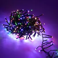 Spetebo LED Lichterkette bunt für Außen mit Timer und Netzstecker - 384 LED / 4,9 m - Weihnachts Dekobeleuchtung multicolor mit 8 Funktionen