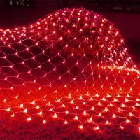 ROSNEK 3X2M 200LED Lichtervorhang Lichterkette 8 Lichtmodi Wasserdicht Weihnachtslicht Party Garten Lichternetz, Rot