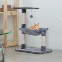 SUCCESS COURIER Premium Katzenkletterbaum mit Hängematte – 50x36x70 cm, Grau für aktive Katzen
