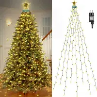 ROSNEK 2m LED Weihnachtsbaum Stern Lichterkette mit Timer und 8 Lichtmodi Christbaumbeleuchtung Lichternetz für Christbaum Weihnachten Party Deko