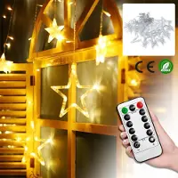 XINZI Sterne LED Lichtervorhang 3m für Innen - 138 LEDs Warmweiß mit Fernbedienung und 8 Modi