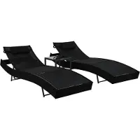 OEM Zweisitziger Rattan-Liegestuhl mit Tisch, Schwarz
