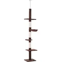 Fortuna Lai Kratzbaum Deckenhoch höhenverstellbar, stabiler Katzenbaum mit Sisalsäulen, Katzen Kletterbaum, Braun, 40 x 34 x 230-260 cm
