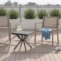 OKWISH Quadratischer Gartentische wasserdichter Stehtisch mit Hochtemperaturbeschichtung,Beistelltisch aus Aluminium für Außen,Dunkelgrau