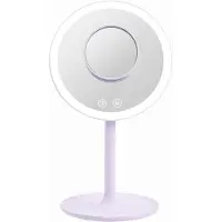 Emke LED Kosmetikspiegel mit 3 Lichtfarben, 1/3x Vergrößerung, Touchschalter und Memory-Funktion, Lupe für Badezimmerspiegel(Violett)