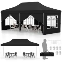 StarTech.com Gartenpavillon - Faltpavillon - Wasserdicht - Winterfest - UV-Schutz 50+ - Stabil - Oxford-Gewebe - Mit Tragetasche - Schwarz