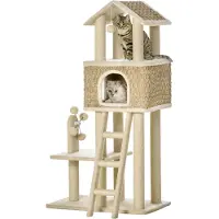 Dopwii mit Katzenhöhle inkl. Spielzeug Sisal Plüsch Khaki + Beige + Kaffee