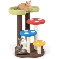 Costway 3-in-1 Spielzentrum 94cm, 5-stöckiger Kratzbaum mit 3 Sisalpfosten, abnehmbarer Matte und pilzförmigen Plattformen