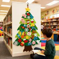 XINZI DIY Filz-Weihnachtsbaum mit 32 abnehmbaren Hängedekorationen – Tür- und Wanddeko, Weihnachtsgeschenk für Kinder, Home Weihnachten Dekoration, Typ C