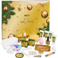 Ed Brubaker Cosmetics Beauty Adventskalender 24 x Körperpflege Produkte & Spa Accessoires - der XXL Wellness Weihnachtskalender für Frauen und Mädchen - Gold