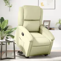 vidaXL "im " Relaxsessel mit Aufstehhilfe Creme Echtleder - Fernseh- & Relaxsessel CC9041