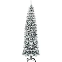 StarTech.com Künstlicher Weihnachtsbaum - Schmal (Slim) - 225 cm - Mit Schnee - PVC-Nadeln - Metallständer - Ohne Beleuchtung - Weiß