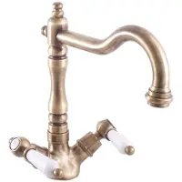 RAV copy of Spültischarmatur MORAVA RETRO schwenkbar in Chrom-Gold SLEZAK