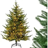 StarTech.com Künstlicher Weihnachtsbaum - 136 cm - 180 warmweiße LEDs - 8 Lichtmodi - Mit Scharnierzweigen - Grün