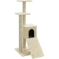 DKD Home Decor Kratzbaum mit Sisal-Kratzsäulen Creme 92 cm