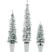 StarTech.com Künstlicher Weihnachtsbaum - Schlanker Pencil-Weihnachtsbaum - Schneebedeckt - Set mit 3 - 90/120/150 cm - Metallständer - Weiß