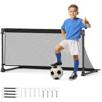 Costway 120 x 57 x 60 cm Fußballtor, Fussballtor mit stabilem Metallrahmen, PE-Netz & 4 U-förmige Erdspieße, Montage, Outdoor-Trainingsausrüstung