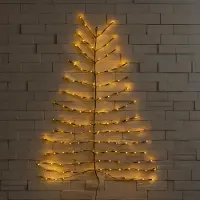 Spetebo LED Weihnachtsbaum Wandbild für Außen mit Netzstecker - 136 LED - Wandbaum 120 x 100 cm warm weiß beleuchtet