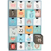 Ed Brubaker Adventskalender zum Befüllen - Tierische Weihnachten Blau - DIY Weihnachtskalender mit 24 Türchen für Gutscheine & Süßigkeiten