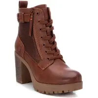 Refresh für Damen. 17123201-CAMEL Stiefelette mit Schnalle -Höhe Absatz 8cm- braun (39), 5 bis 8 cm, Schnürsenkel, Reißverschluss, Lässig, K