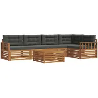 vidaXL Outdoor-Sofagarnitur mit Kissen 6 pcs Natur und Anthrazit