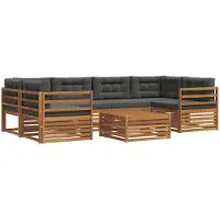 vidaXL Outdoor-Sofagarnitur 7 Stk. Natur und Anthrazit